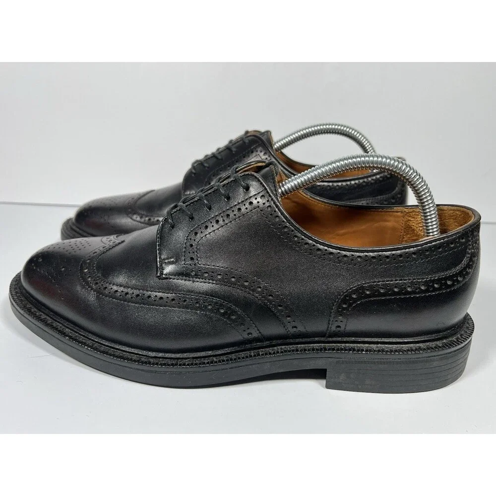 Polo Ralph Lauren Asher Black Cow Leather Wing Tip Lace-up Oxford men's 8.5D